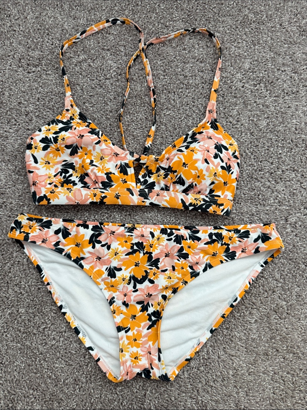 Kona Sol Floral Bikini Set in Yellow, Pink, Black